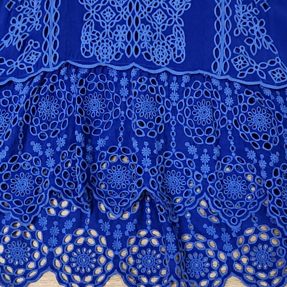 Johnny Was Kaylyn Cobalt Blue Eyelet A-line Tunic Size Small Oversized - Picture 3 of 7